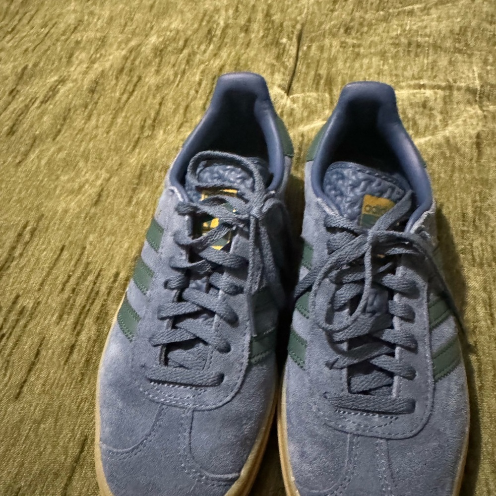 Adidas women’s Blue and Green Suede Sneakers